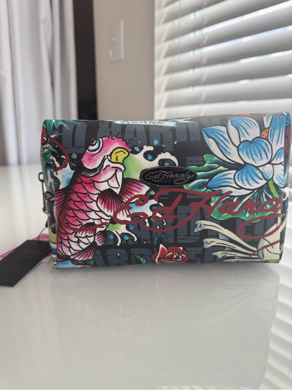 NWT Ed Hardy Multicolor Travel Cosmetic Makeup Bag Y2K